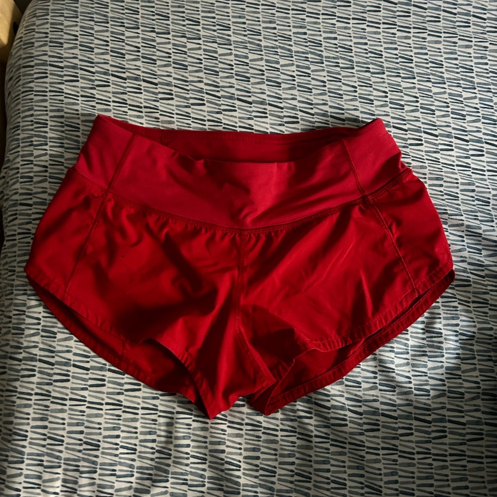 red lululemon shorts